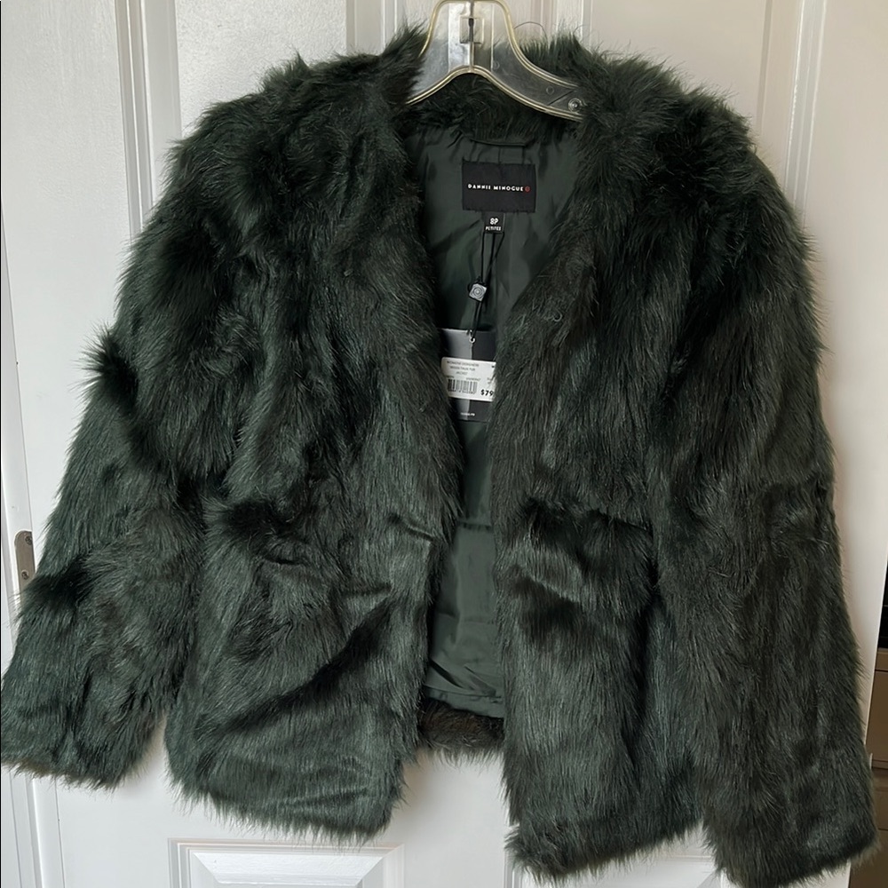 Faux Fur Jacket in Dark Green